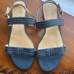 Talbots KERI STITCHED-BOW SANDALS - DENIM Shoes Size 9M